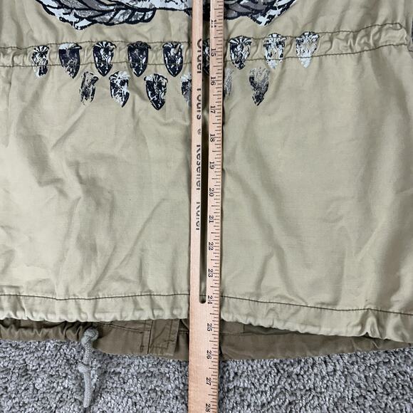 Jack & Jill Jacket Womens Small Khaki Military Field Anorak Back Skull Graphic - Picture 11 of 14